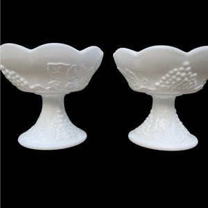 Vintage Indians Glass Milk Glass Candle holders set of two ❤️